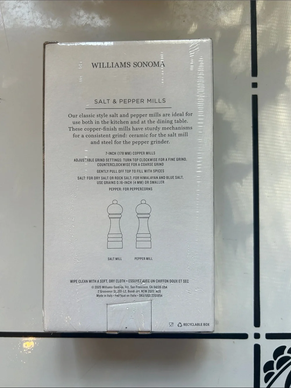 Williams Sonoma Copper-Finish Salt and Pepper Mills